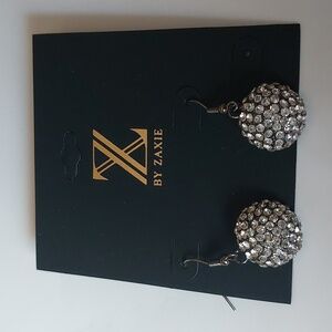 Zaxie Gunmetal Rhinestone Drop Earrings